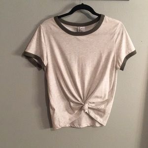 H&M Green and Light Gray Ringer Tee